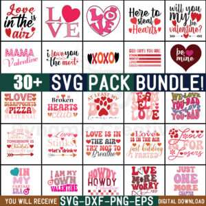RETRO VALENTINE SVG BUNDLE , 30+ VALENTINE DESIGN