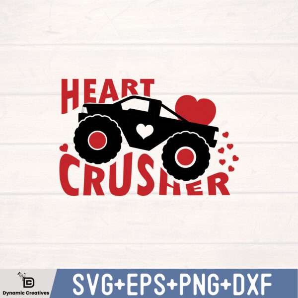 Heart Crusher svg, Monster Truck svg, Valentines Truck svg, Heart Breaker svg