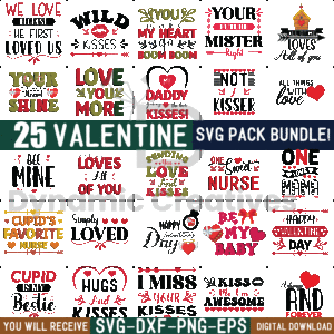 25 Valentines SVG Bundle, Retro Valentine Valentine's Day,Sublimate Design Bundle Designs,